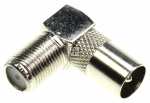 Com Coax Plug/f-socket - Angled F Socket > Coax-plug - Nickel Plated