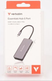 Verbatim Hub-usb - 32157 Usb-c Essentials Multiport Hub 6 Port With Rj45