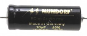 Mundorf 100v Axial Electrolytic 85 Deg - 10uf-100v Audio Elcap Axial 85° 10x30mm Bipolar Raw