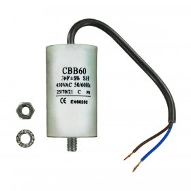Universal Capacitor (3uF / 3MFD, 450VAC) with 19cm Cable Connectors