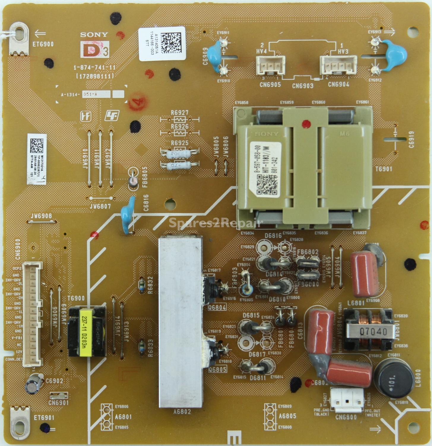 Sony KDL-46V3000 - Sub PSU - 1-874-741-11 - 172898111 - A-1314-051-A - A1314051A